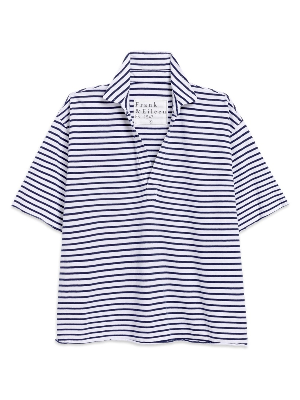 Frank & Eileen Patty White and Navy Striped Short-Sleeve Polo XL